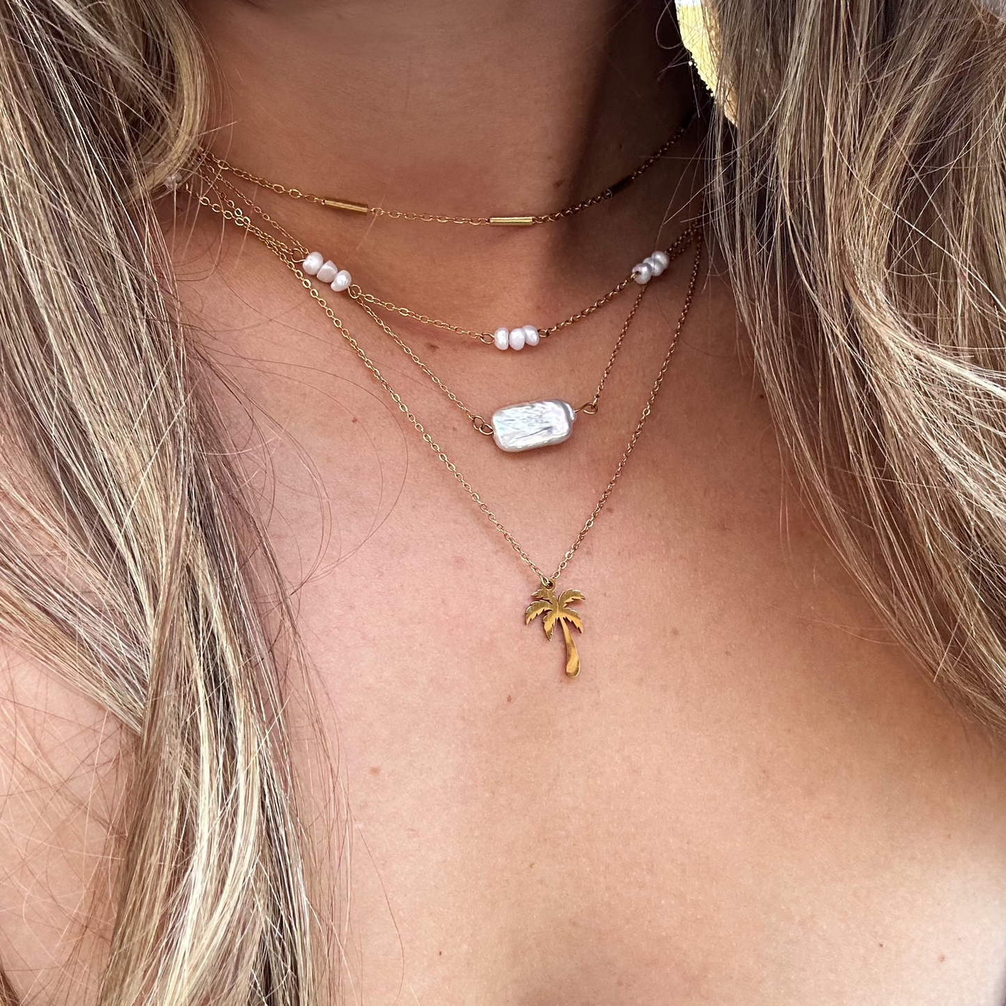Alani Triple Pearl Necklace