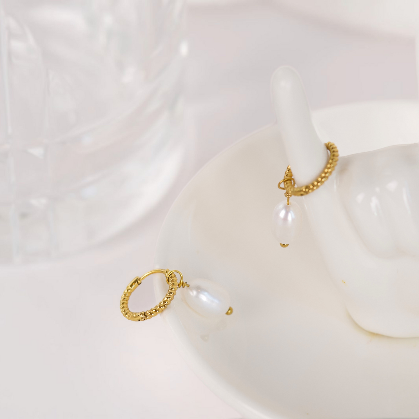 Spiral Drop Pearl Huggies