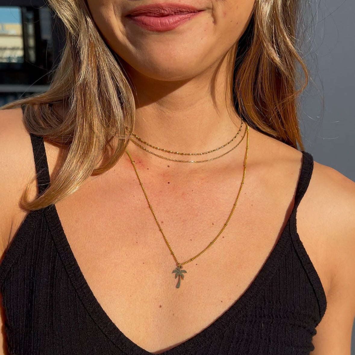 Palm Tree Pendant Necklace