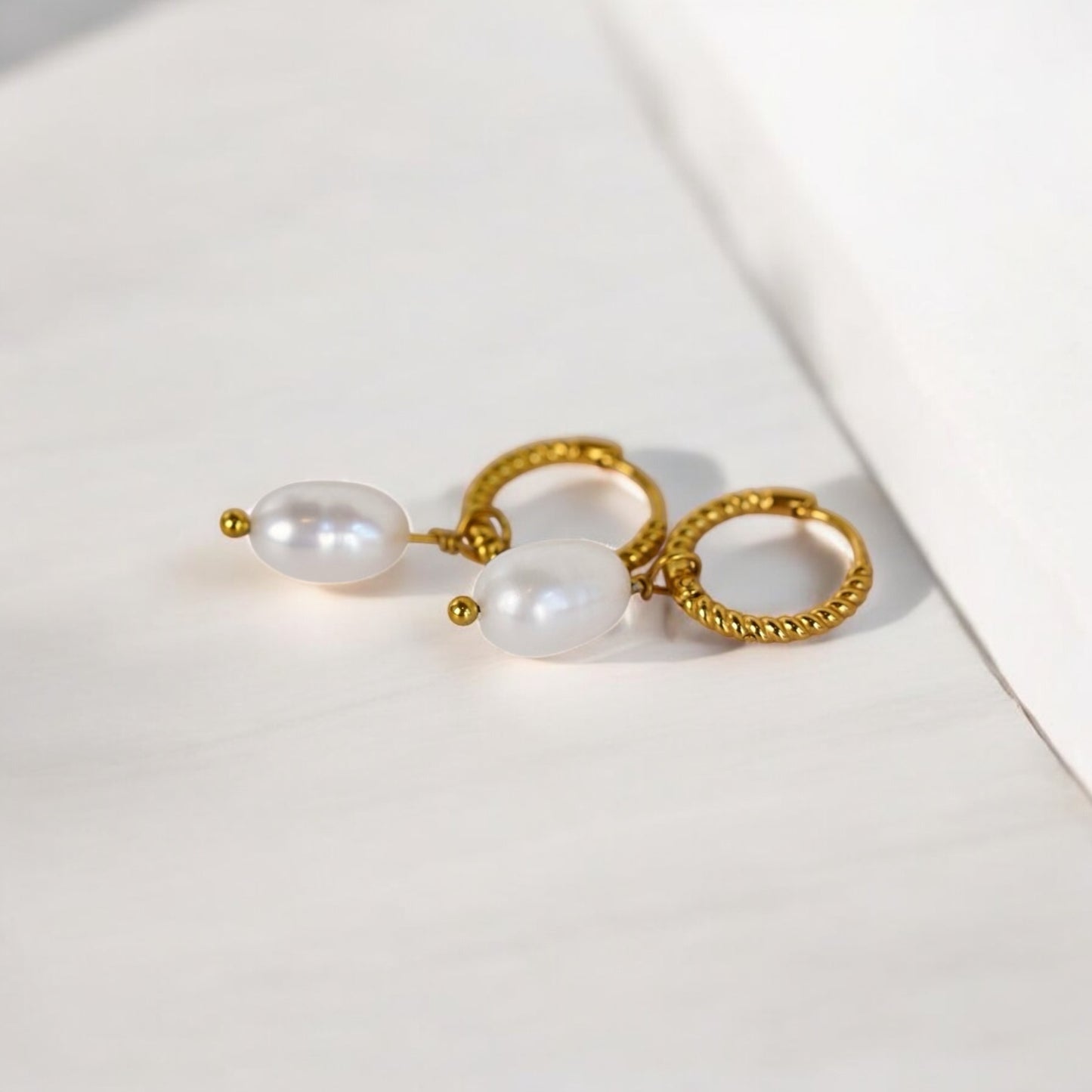 Spiral Drop Pearl Huggies